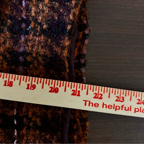 Chepe Italy Wool Cotton Blend Tweed Orange Burgundy Plaid Jacket Lined Size M - Picture 12 of 14